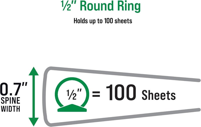 Office Essentials Economy View 3 Ring Binders, 0.5" Round Rings, 0.7" Spine, 100-Sheet Capacity, Black Binders (4-Pack of 03125) - Image 4